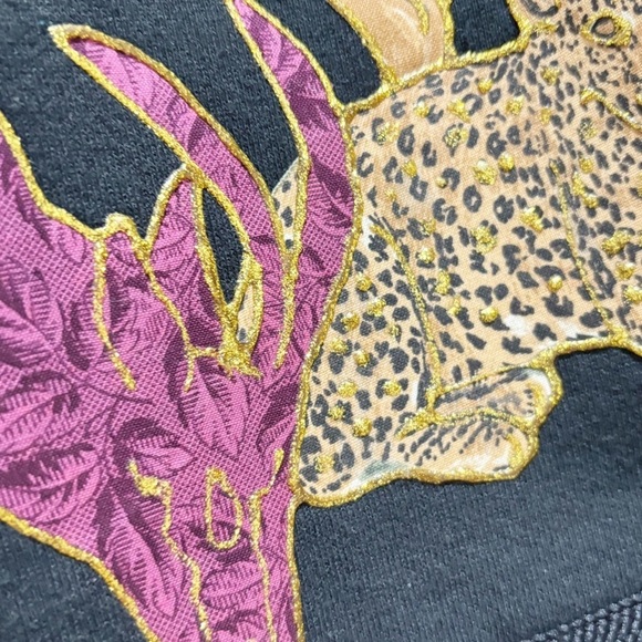 Vintage BON-LOOT GROSSE POINTE Women’s Black Appliqué Jacket Jungle Animals Sz M - Picture 6 of 11